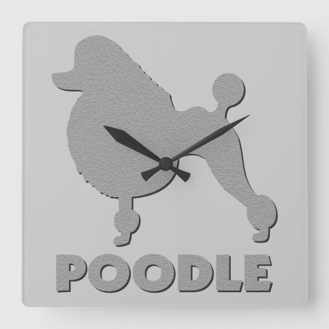 poodle square wall clock (Front)