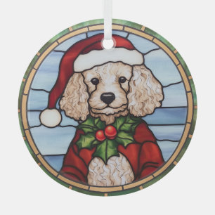 Poodle Stained Glass Christmas  Tree Decoration
