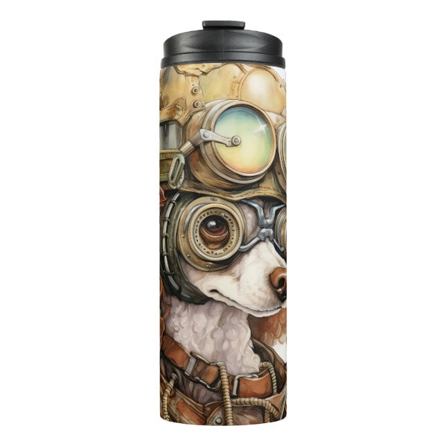 Poodle Steampunk Dog Thermal Tumbler (Front)