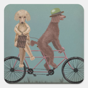 Poodle Tandem Square Sticker