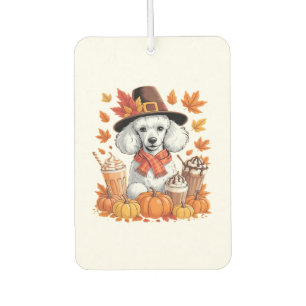 Poodle Thanksgiving Drinks Coffee Fall Leaves Pump Car Air Freshener