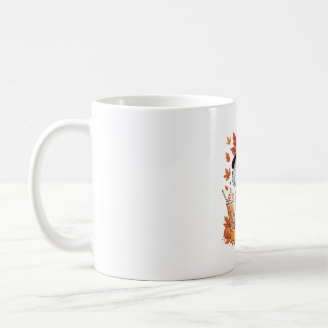 Poodle Thanksgiving Drinks Coffee Fall Leaves Pump Coffee Mug (Left)