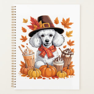 Poodle Thanksgiving Drinks Coffee Fall Leaves Pump Planner