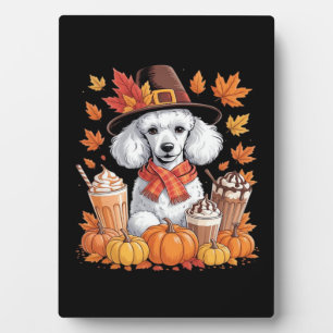Poodle Thanksgiving Drinks Coffee Fall Leaves Pump Plaque