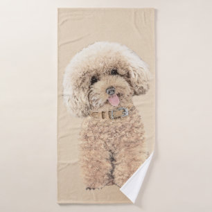 Poodle (Toy, Miniature) Painting Original Dog Art Bath Towel Set