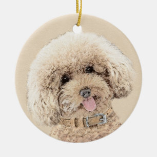 Poodle (Toy, Miniature) Painting Original Dog Art Ceramic Ornament