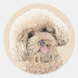 Poodle (Toy, Miniature) Painting Original Dog Art Classic Round Sticker