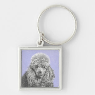 Poodle (Toy, Miniature) Painting Original Dog Art Key Ring
