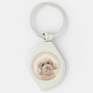 Poodle (Toy, Miniature) Painting Original Dog Art Key Ring