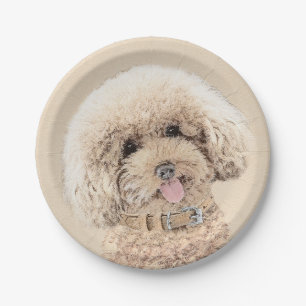 Poodle (Toy, Miniature) Painting Original Dog Art Paper Plate