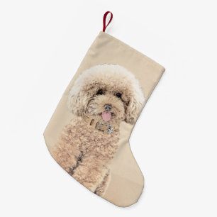 Poodle (Toy, Miniature) Painting Original Dog Art Small Christmas Stocking