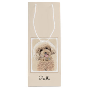 Poodle (Toy, Miniature) Painting Original Dog Art Wine Gift Bag