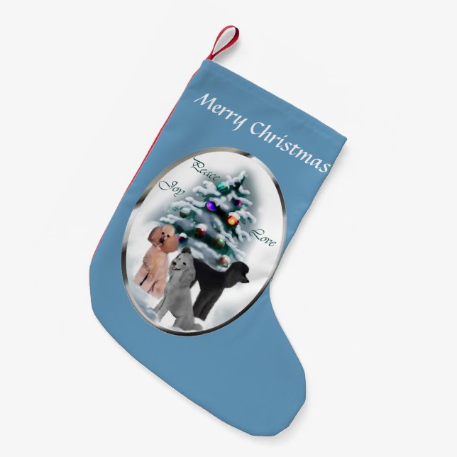 Poodle Trio Christmas Small Christmas Stocking (Front (Hanging))