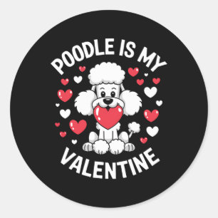 Poodle Valentine Cute Puppy Love Design Classic Round Sticker