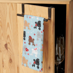 Poodle Valentine Pattern Kitchen Towel