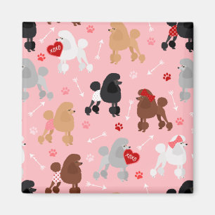 Poodle Valentine Pattern Magnet