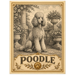 Poodle, Vintage Heritage Dog Postcard