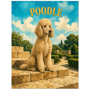 Poodle, Vintage Watercolor Dog Art Postcard