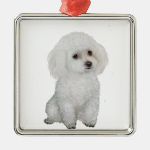 Poodle - white 1 metal ornament