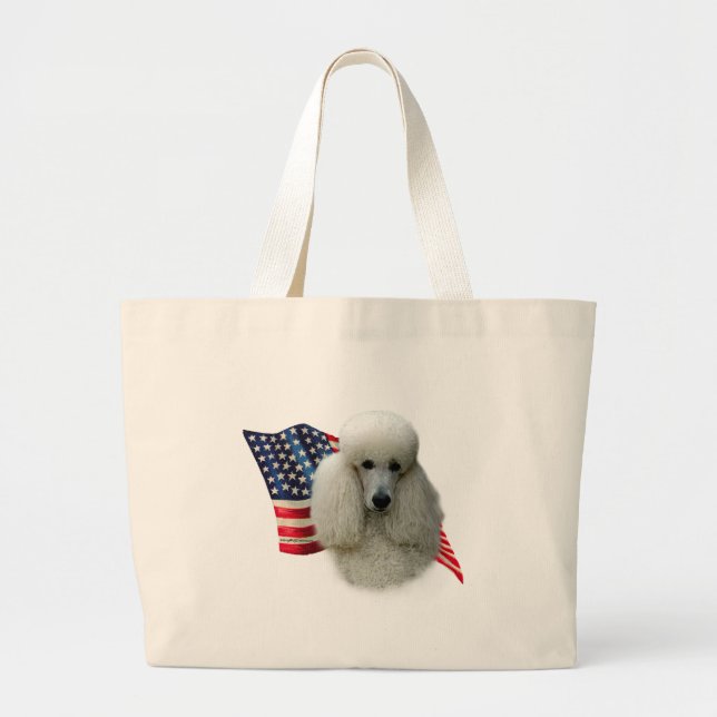 Poodle (white) Flag Large Tote Bag (Front)