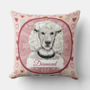 Poodle White Personalize Valentine Pillow