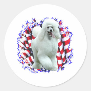 Poodle (wht) Patriot Classic Round Sticker