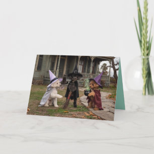 Poodle Witch Halloween Card