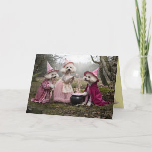 Poodle Witch Halloween Card