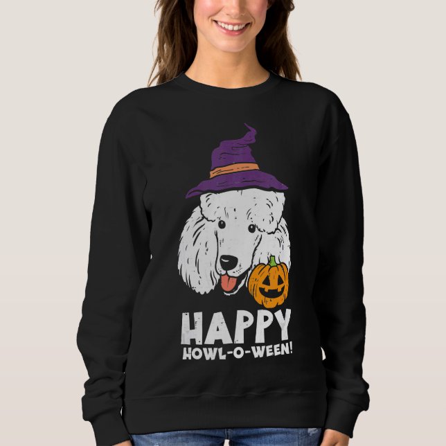 Poodle Witch Happy Howl O Ween Halloween Dog Men W Sweatshirt (Front)