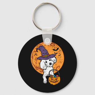Poodle Witch Moon Jack O Lantern Halloween Dog Men Key Ring