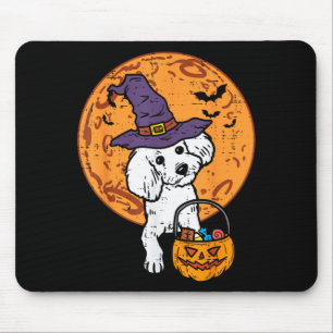 Poodle Witch Moon Jack O Lantern Halloween Dog Men Mouse Pad