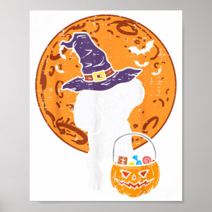 Poodle Witch Moon Jack O Lantern Halloween Dog Men Poster