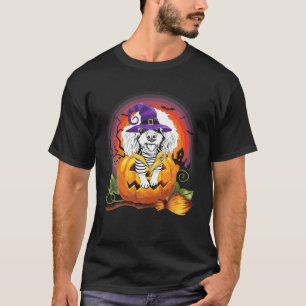 Poodle Witch Pumpkin Halloween Dog Lover Costume T-Shirt