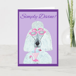Poodle with a Pink Flamingo Drink Card