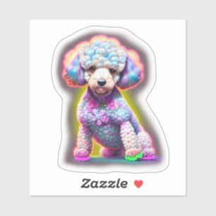 Poodle with Flowers Sticker