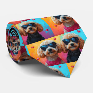 Poodle With Heart Roses Valentine's Day Tie