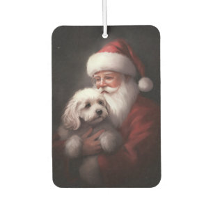 Poodle With Santa Claus Festive Christmas  Car Air Freshener