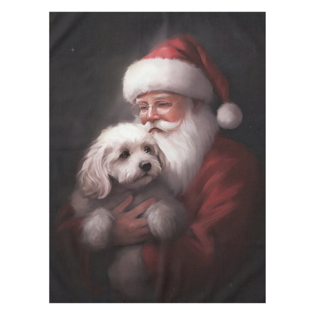 Poodle With Santa Claus Festive Christmas  Tablecloth (Front)