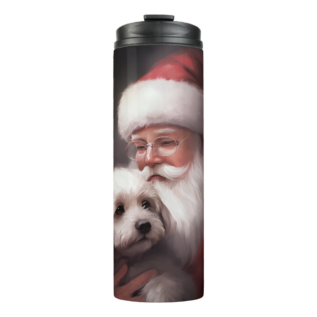 Poodle With Santa Claus Festive Christmas  Thermal Tumbler (Front)