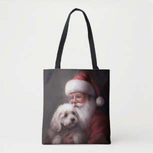 Poodle With Santa Claus Festive Christmas  Tote Bag
