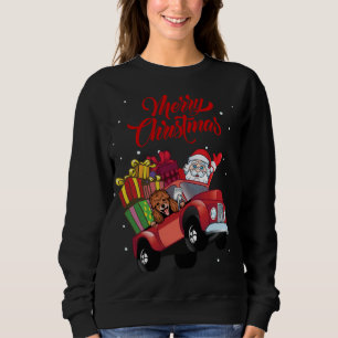 Poodle With Santa Claus In Red Truck Dog Sweatshirt