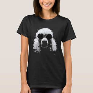 Poodle with Sunglasses White Splash Art Dog T-Shirt