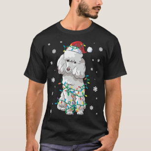 Poodle Wrapped In Christmas Lights Dog T-Shirt