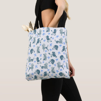Poodles and Cornflowers patterned Tote bag