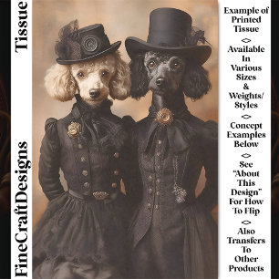 Poodles Dogs Black Victorian Outfits CP4 Decoupage Tissue Paper