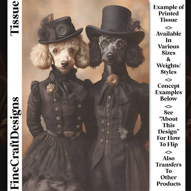 Poodles Dogs Black Victorian Outfits CP4 Decoupage Tissue Paper (Creator Uploaded)
