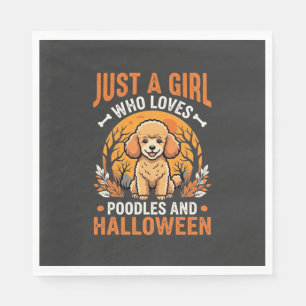 Poodles Halloween Girl Dog Lover Design_1 Napkin