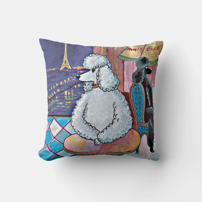 Poodles in Paris Impressionistic Painting Cushion (Front)