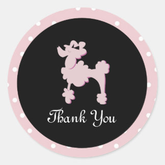 Poodles in Paris Pink Round Sticker Seal