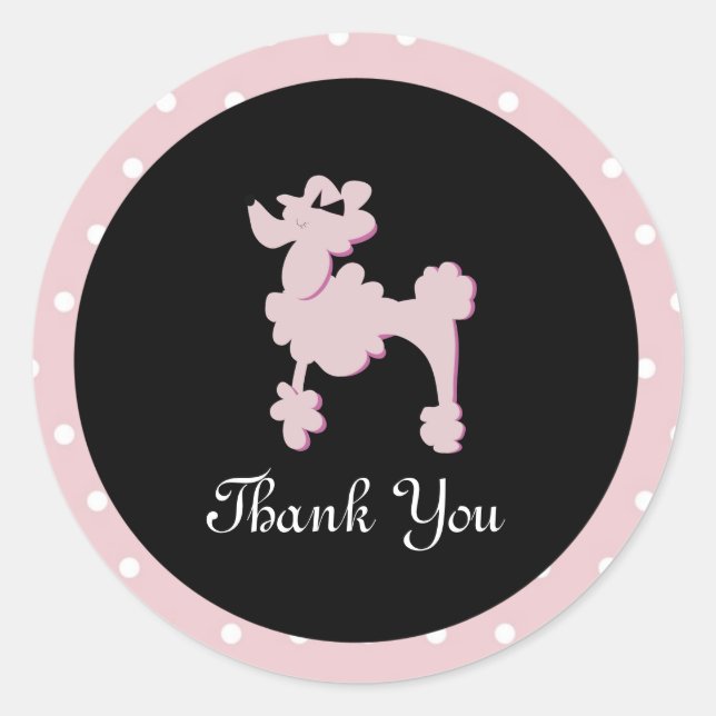 Poodles in Paris Pink Round Sticker Seal (Front)